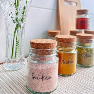 Kit Potes de Temperos Vidro Gourmet + 32 Etiquetas Porta Temperos Tampa Rolha Cozinha Armazenamento em Oferta na Shopee