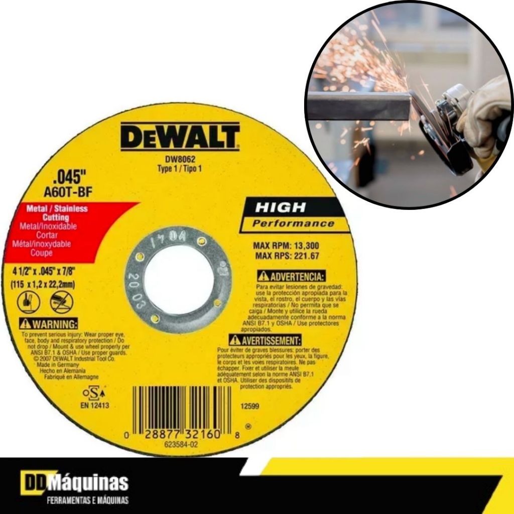 Disco de Corte Inox 4.1/2X1 - Dewalt - Home & Living