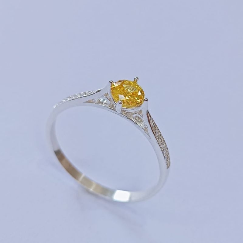 ANEL PRATA 925  PEDRA ZIRCÔNIA AMARELA