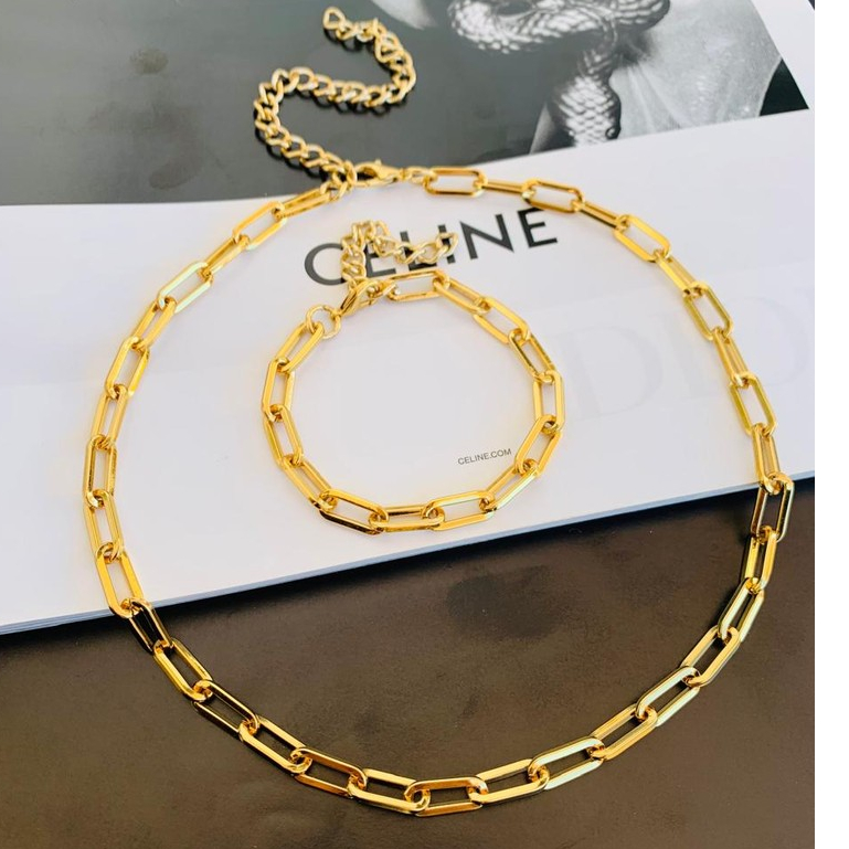 Conjuntos Semi Joia verniz italiano Colar e Pulseira a Ouro