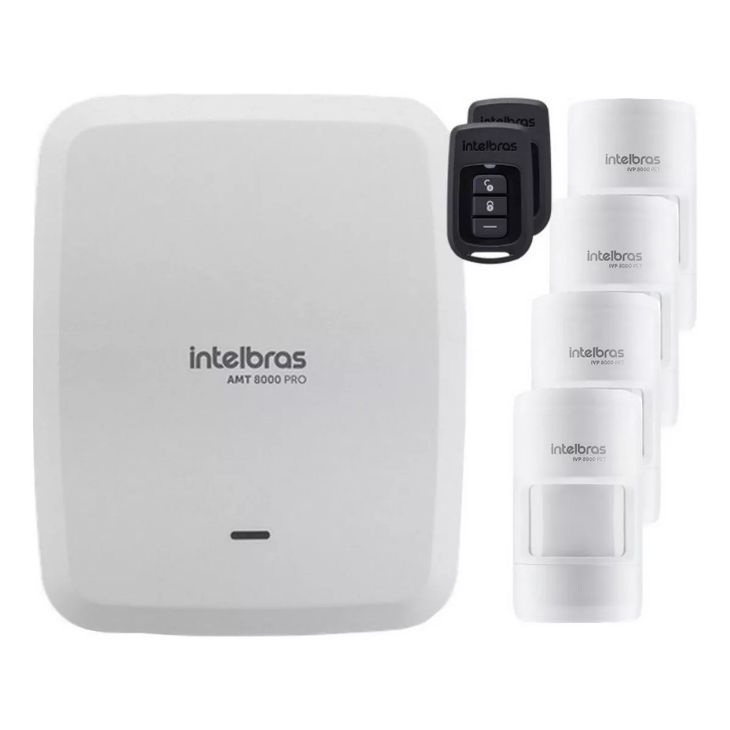 Kit Alarme Wifi S Fio Amt 8000 Pro 4 Sensor Presença Intelbr