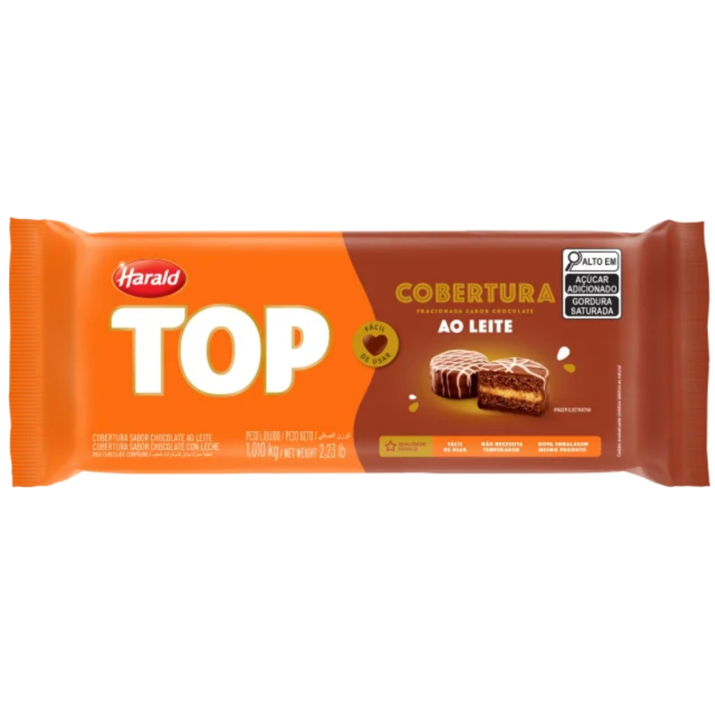 Cobertura TOP Fracionada Chocolate Ao Leite em Barra 1,010kg Harald Confeitaria Gourmet em Oferta na Shopee