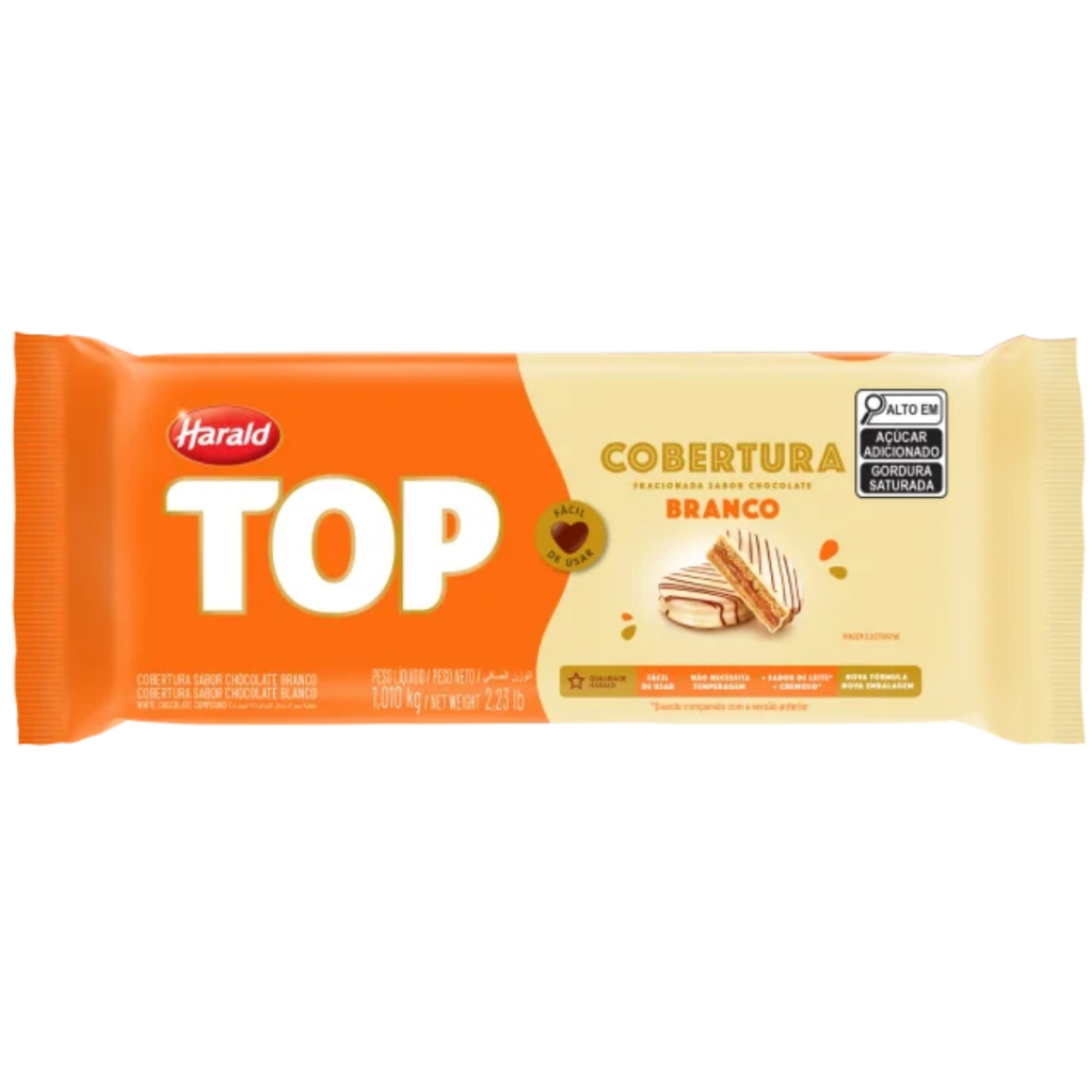 Cobertura TOP Fracionada Chocolate Branco em Barra 1,010kg Harald Para Ovos De Páscoa