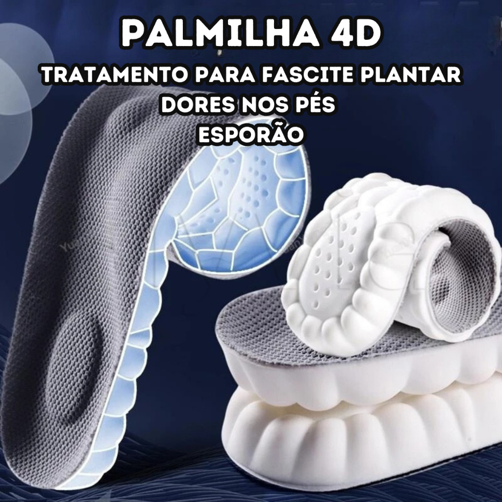 Nova palmilha esportiva 4D Super Soft PAR Palmilha de corrida arco Inserção ortopédica