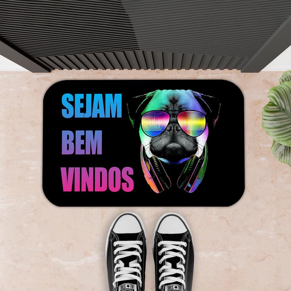 Tapete Para Porta - 34X60  - 2mm  - SEJAM BEM VINDOS PUG