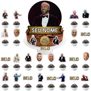 Kit Topo de Bolo Cantor Belo e Toppers de Docinhos Decoração Festa Pagode em Oferta na Shopee