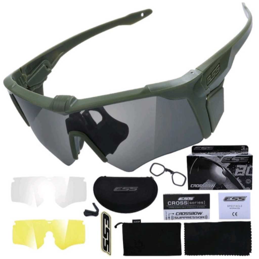 Óculos Ess Crossbow Tático Airsoft 3 Lentes + Estojo