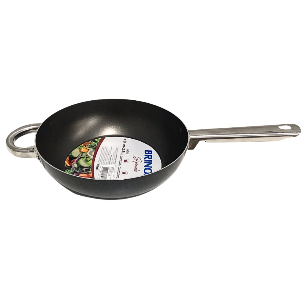 Frigideira Brinox Wok 24cm 2,3 Litros Com Cabo E Alça em Alumínio
