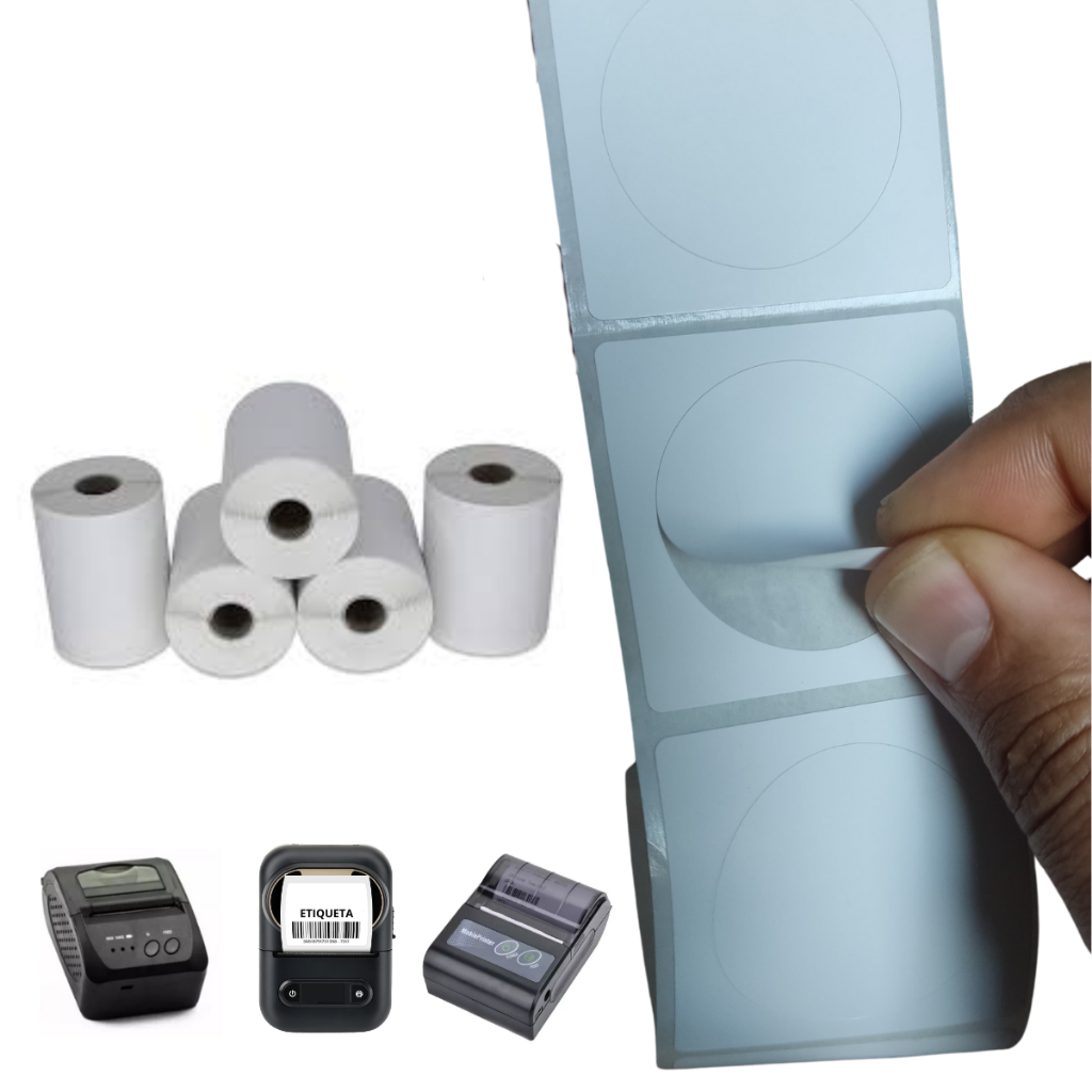 5 Rolo Etiqueta Térmica Adesivas 40x40 Redonda Xd-210 PT260