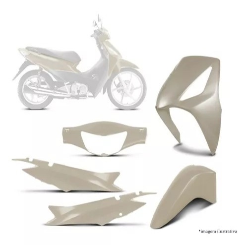 Kit Carenagem Biz 125 2010 Bege Citrino 4 Peças