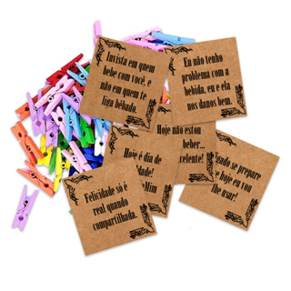 50 tag frases para bebida kraft com pregadores coloridos em Oferta na Shopee