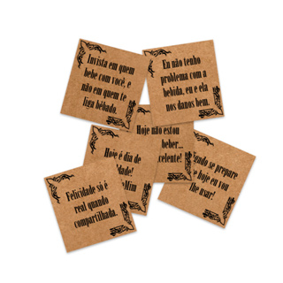100 tags diversas frases para bebidas papel kraft 5x5 em Oferta na Shopee