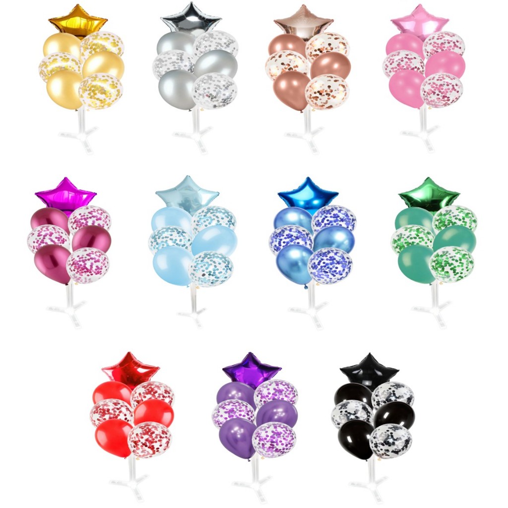 Kit Buque Balões Bexiga 7 Peças + Suporte Balão 72cm em Oferta na Shopee