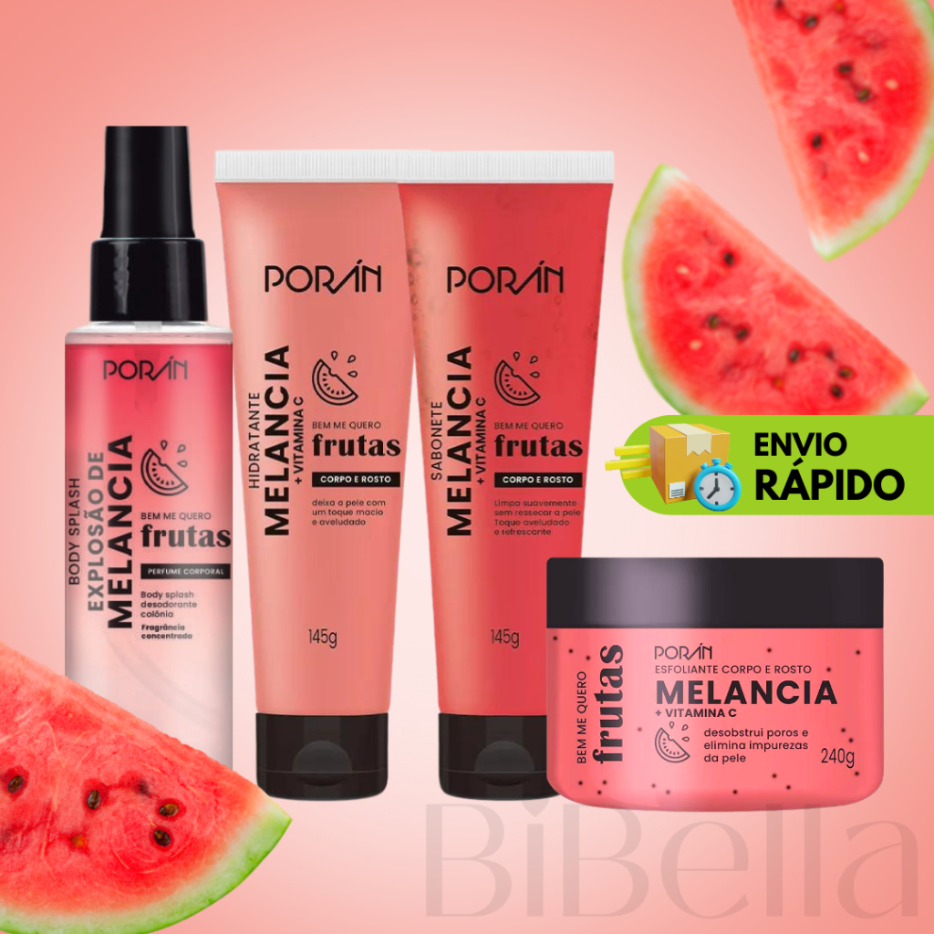 Kit Spa Banho Cuidados Diários Rosto e Corpo Porán - Esfoliante, Hidratante, Sabonete e Body Splash - Corporal e Facial em Oferta na Shopee