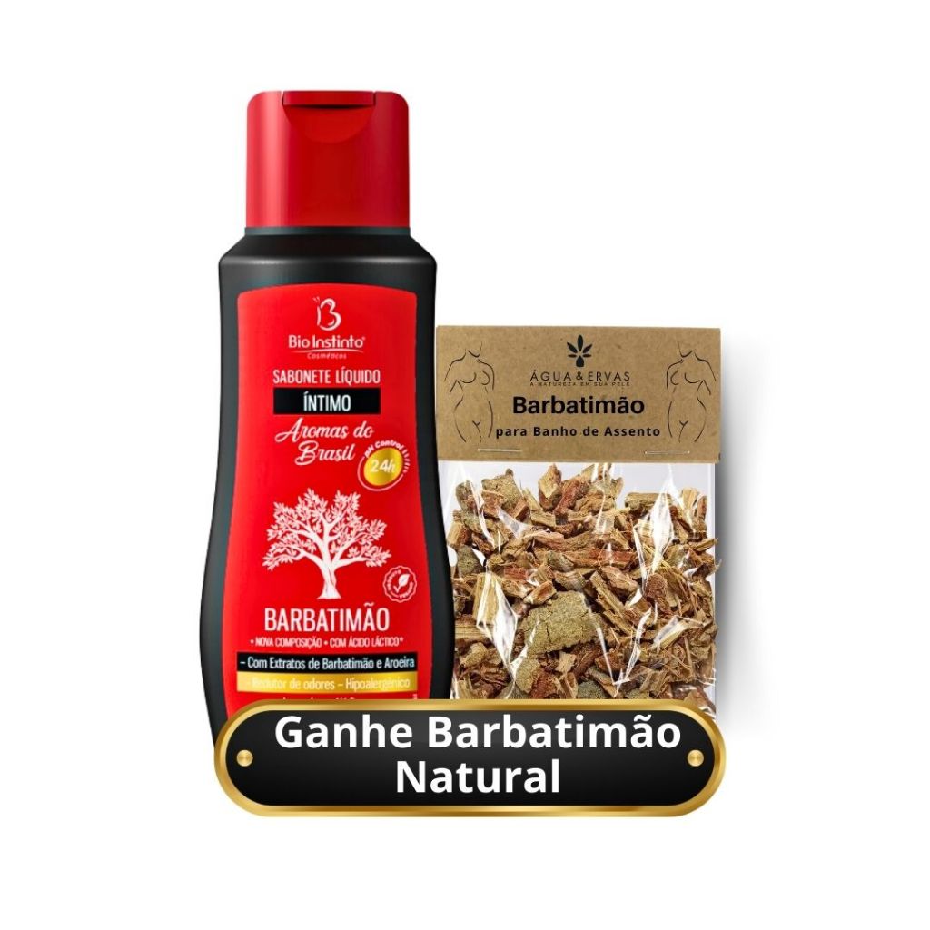 Sabonete Líquido de Barbatimão Íntimo Feminino Limpa Protege - Ganhe de Brinde um pacote de barbatimão para banho de assento