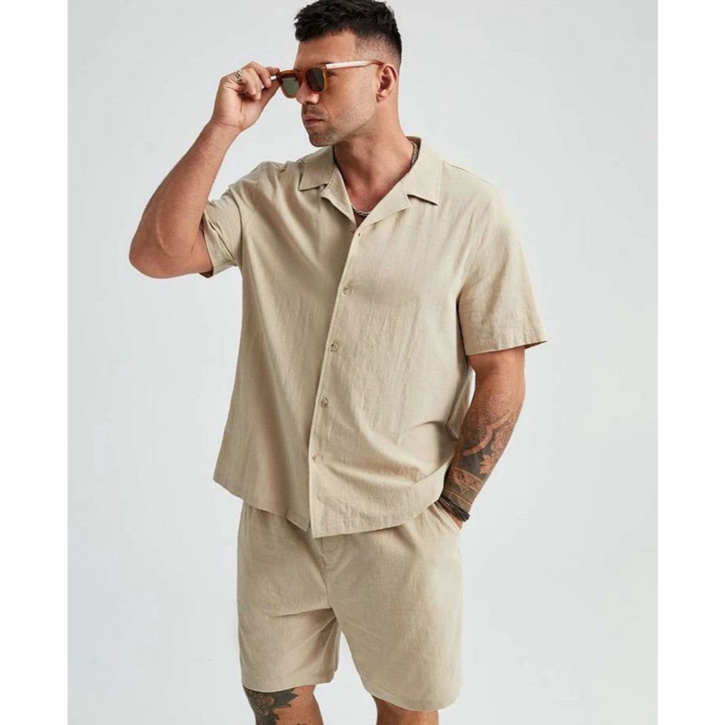 CONJUNTO MASCULINO  CAMISA E SHORTS em Oferta na Shopee