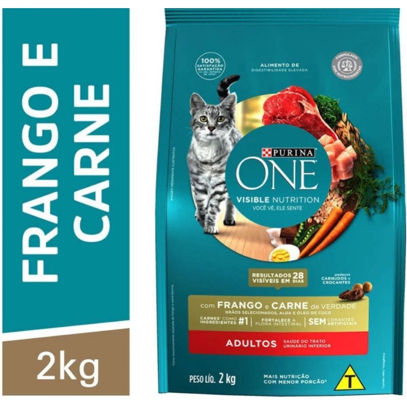 Ração Seca Purina One Frango e Carne para Gatos Adultos 2kg