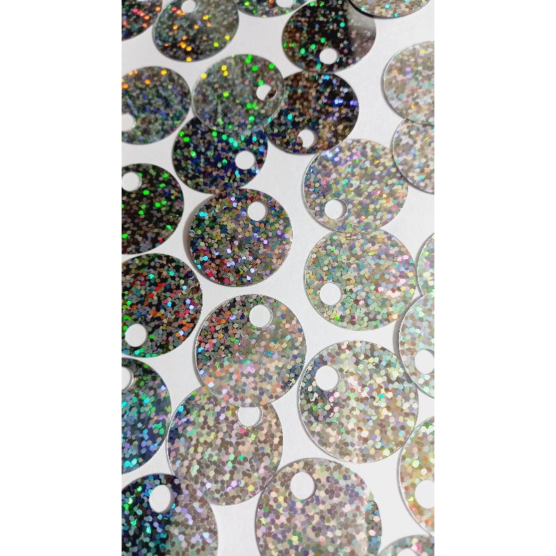 Paete Prata Holografico furo grande 25mm