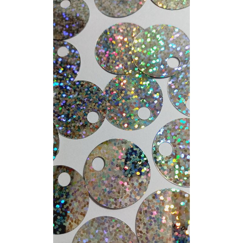 Paete Prata Holografico furo grande 25mm em Oferta na Shopee