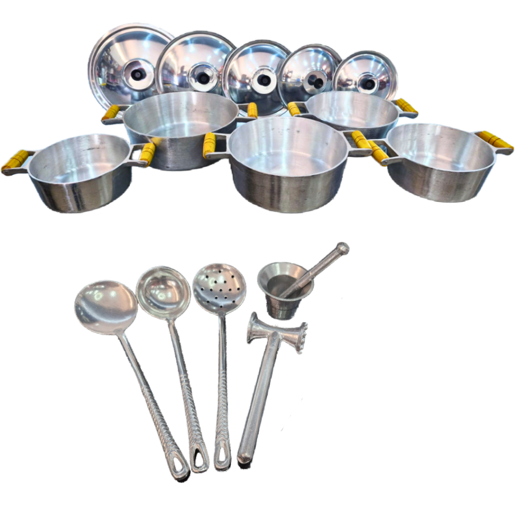 Jogo de panelas com 10 peças em alumínio batido Tamanho 18ao26 em Oferta na Shopee