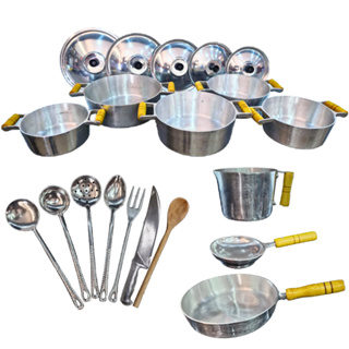 jogo de panelas com 15 peças em alumínio batido em Oferta na Shopee