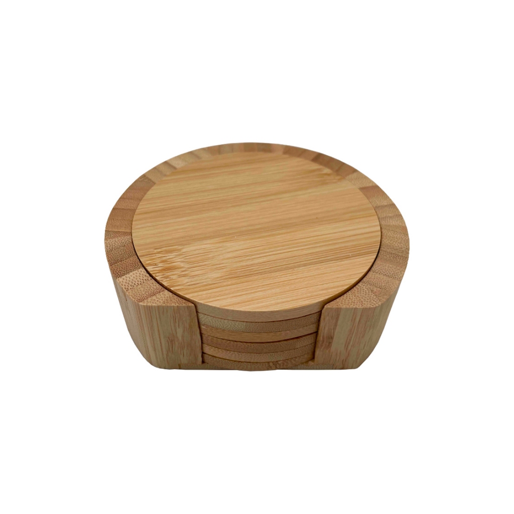 JOGO DE PORTA COPOS REDONDO EM BAMBU 6PCS - OIKOS