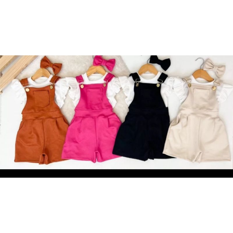 Macaquinho Blusa Laço Jardineira Short Menina Lançamento