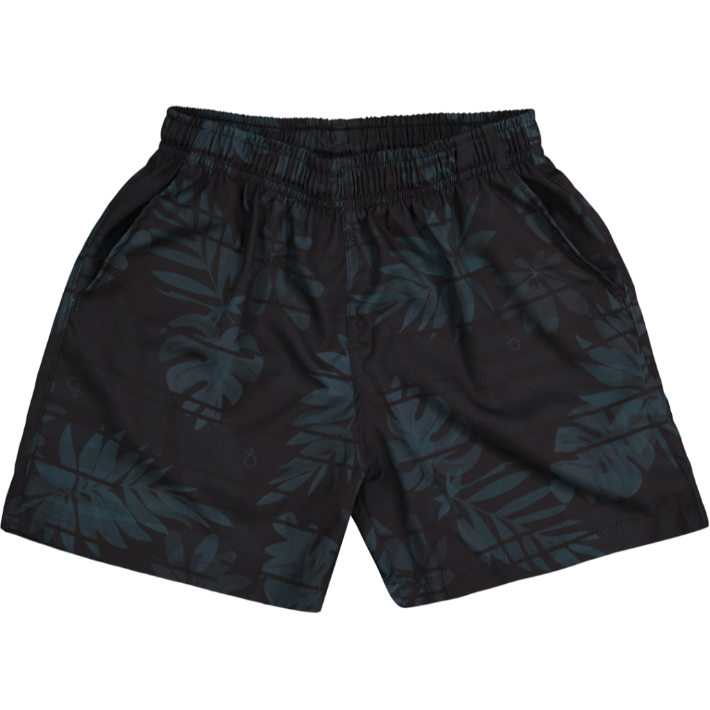 BERMUDA BOXER DE MENINO TECIDO TACTEL 94% POLIESTER E 6% ELASTANO FUNDO PRETO INFANTIL E JUVENIL OGOCHI