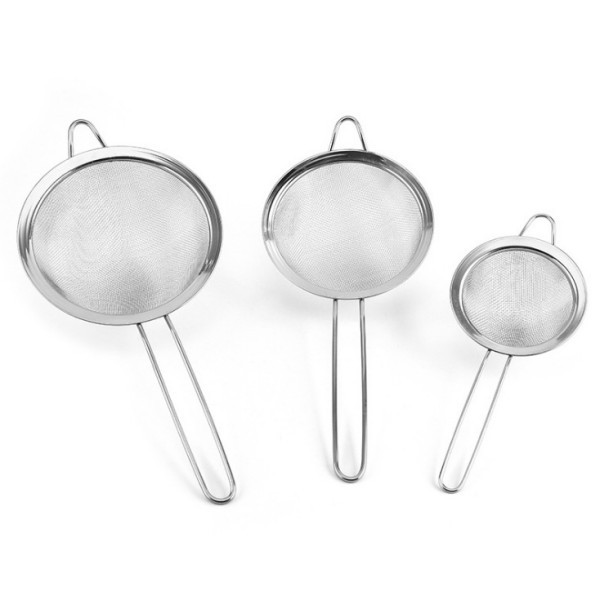 3 Ppçs Peneira Coador Em Aço Inox Para Cozinha 3 Tamanhos P M G 8/10/12CM