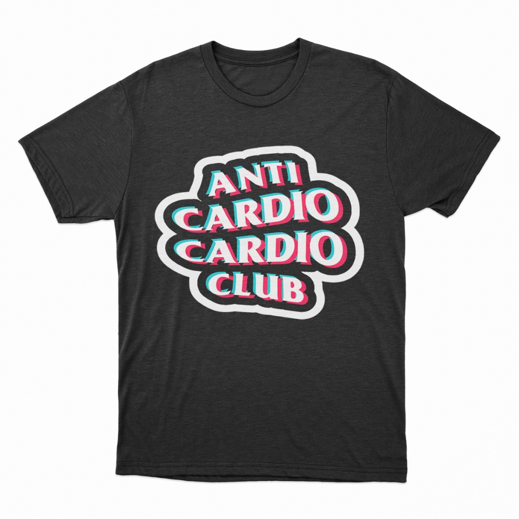 Camiseta Academia Anti Cardio Club Musculação Crossfit Unissex 100% Algodão Estampada