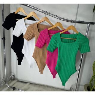 Body Tricot Modal Manga Curta Decote Quadrado