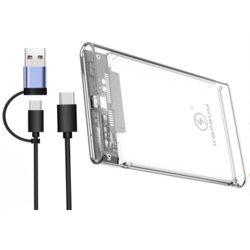 Case Hd Externo Usb 3.0 HD 2.5 Notebook Pc PS4 Transparente para celular e computador