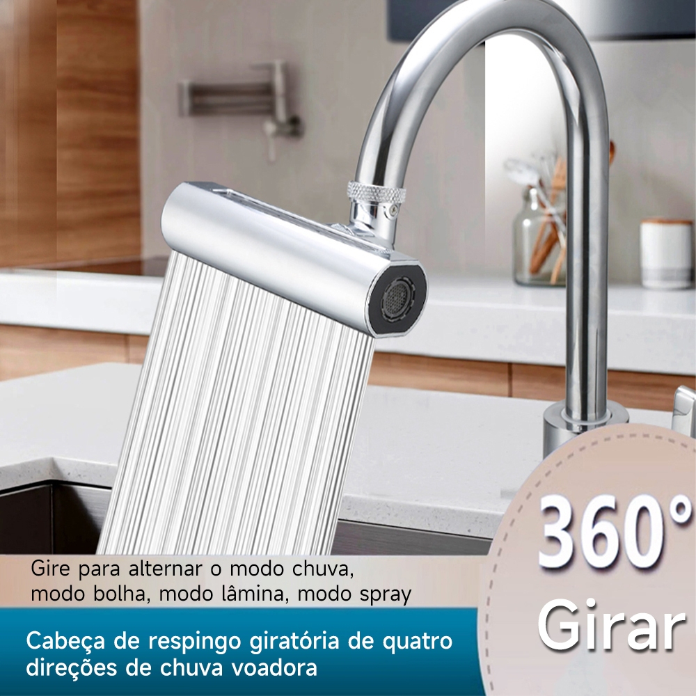360 ° Rotação 4 Em 1 Bico De Torneira De Cozinha Cascata 4-Funções Bocal De Alta Pressão Para Pia