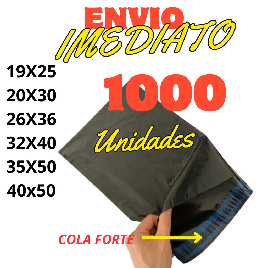 1000 Envelopes de Segurança Lacre ECO PRETO TOP Correios Sedex Envios Ecommerce 1000 un em Oferta na Shopee