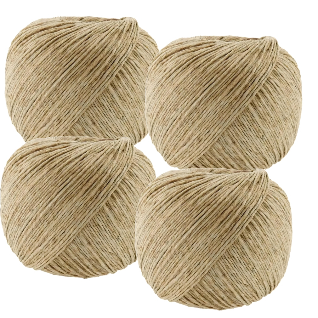KIT C/4 Un. Fio Cordão Rami Natural Rústico 2mm Rolo 200g Sisal Aprox. 180mt Para Artesanato Convite