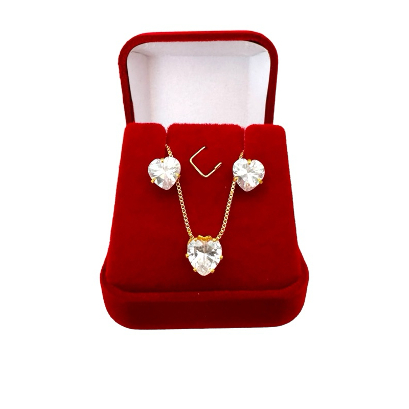 Corrente Feminina e Brinco  Banhado a Ouro 18k Ponto de Luz Zircônia + Garantia em Oferta na Shopee