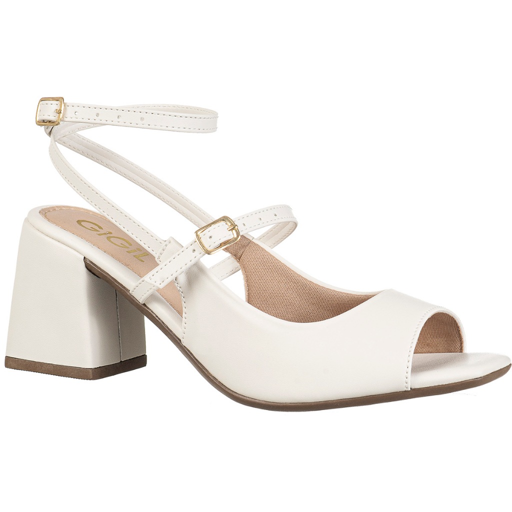 Sapato Feminino Slingback Peep Toe Sandália Salto Bloco Original GiGiL - Women Shoes