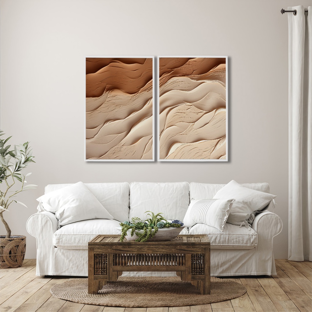 2 Quadros Mosaico Decorativo Sala Abstrato Moldura Com ou Sem Vidro - Home & Living