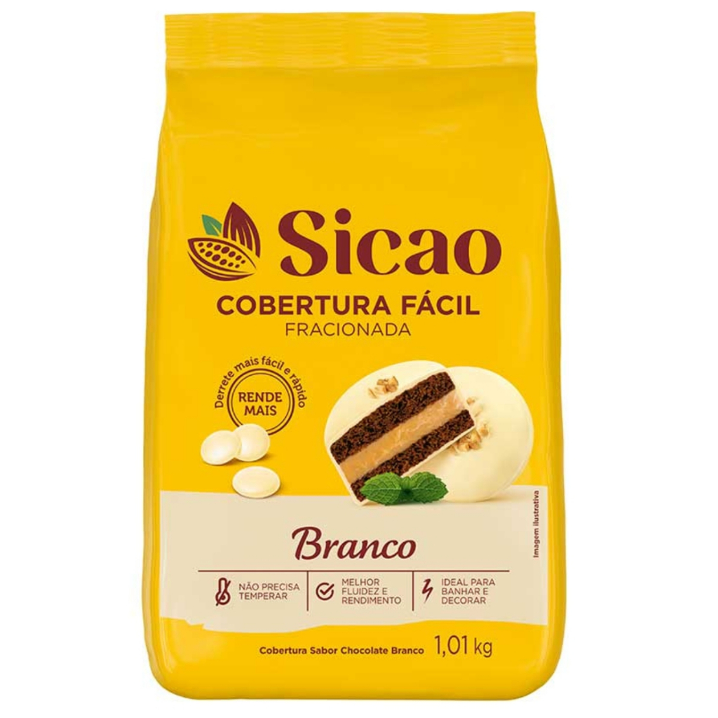 Gotas de Chocolate Branco Cobertura Fácil 1,01kg Sicao