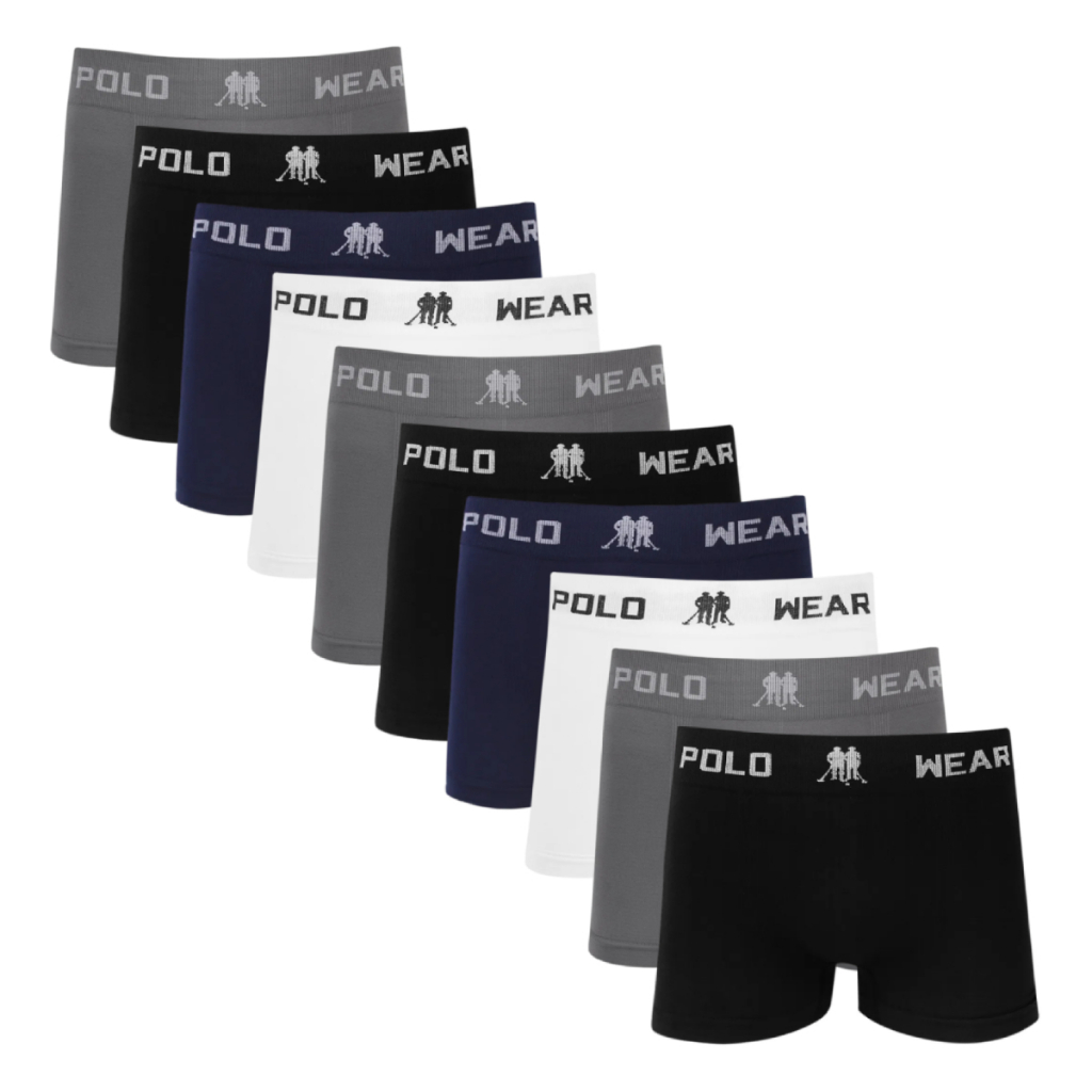 Kit 10 Cuecas Boxer Masculinas PoloWear Microfibra Sortidas em Oferta na Shopee