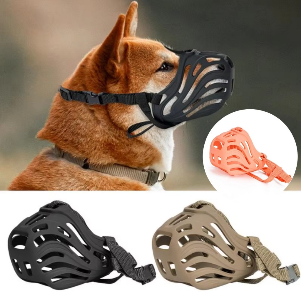 Focinheira De Silicone Com Alça Ajustável Anti-Mordida Respirável Confortável  Cachorro Grande Médio e Pequeno Porte