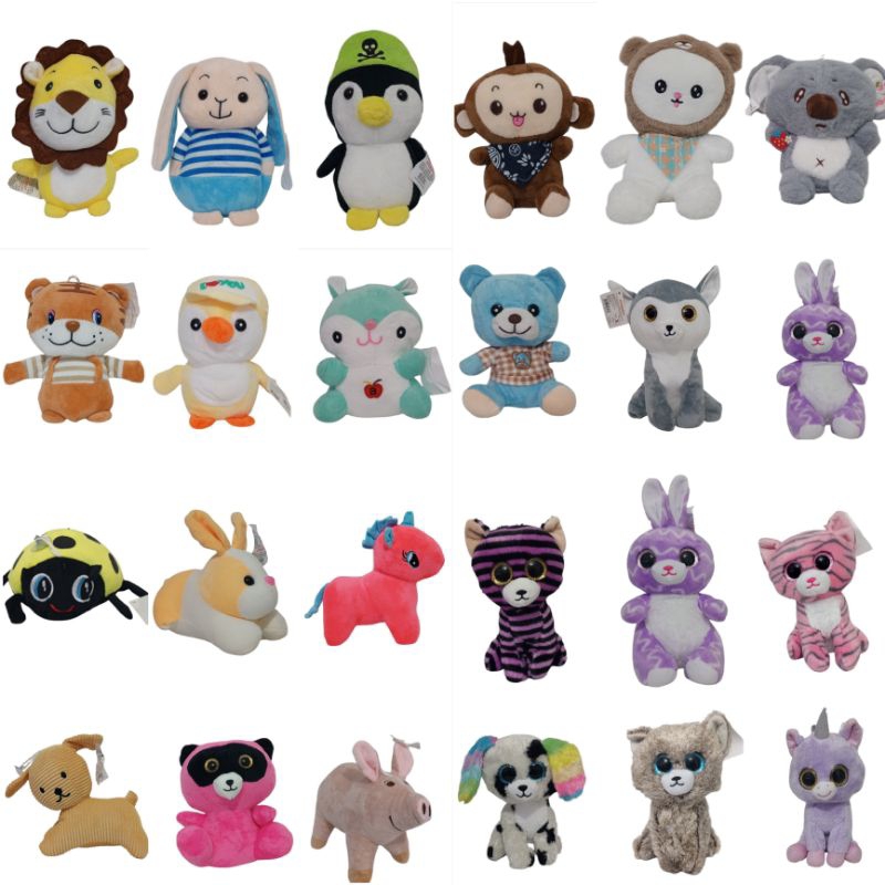 Kit com 10 unidades de Ursos de Pelúcia Mix Sortidos para Máquina Grua Atacado 18/22cm