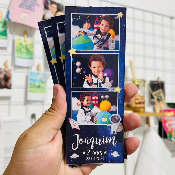 Ímã Tirinha de 3 Fotos Polaroid Personalizado | Foto Lembrança | Criamos Novos Temas | Astronauta