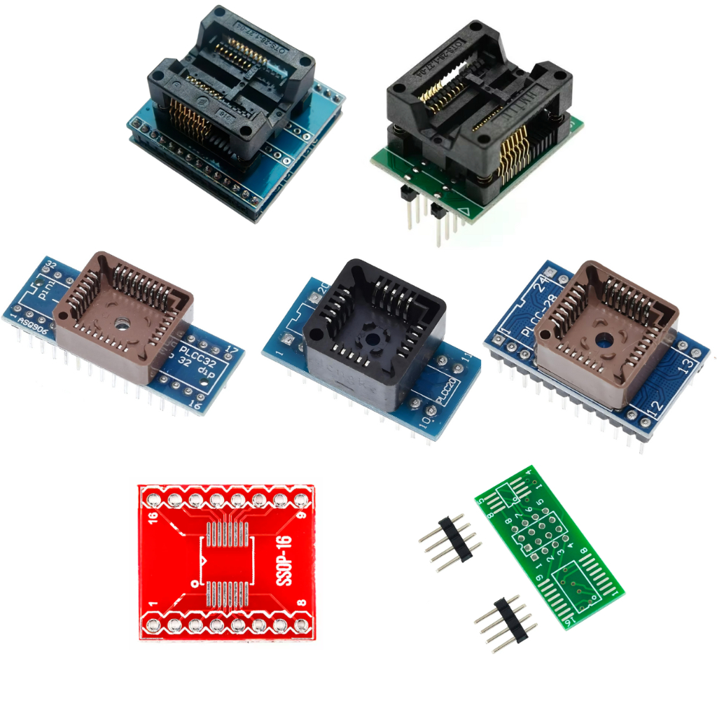 Adaptador para Gravadora Programadora de Eprom Bios Chip SMD PLCC20 DIP20 PLCC28 DIP24 PLCC32 DIP32 SOIC8 150MIL 200MIL 209MIL DIP8 SOIC16 300MIL DIP16 DILL16W SOP8 SOP16 SSOP16