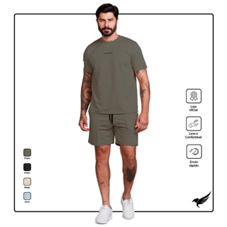 Conjunto masculino camiseta e shorts moletinho casual em Oferta na Shopee