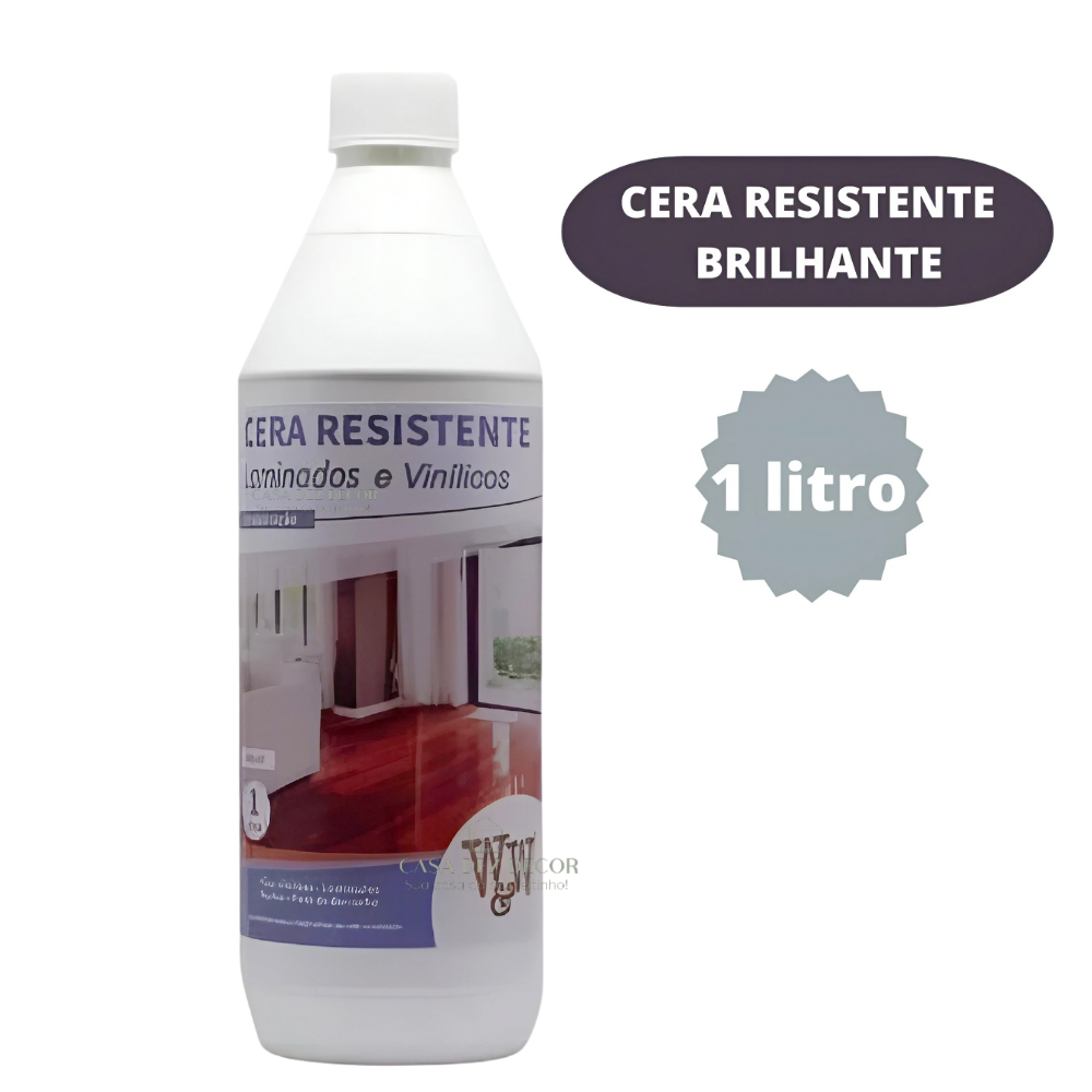 Cera Para Piso Laminado e Vinilicos 1l Resistente Brilhante W&W Rende Mais - Home & Living