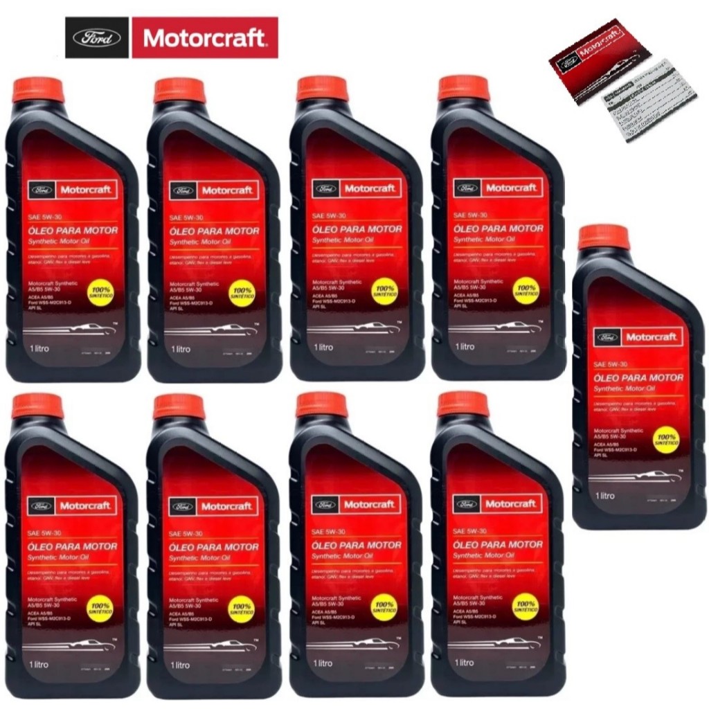 Kit 9 Litros Óleo Sintético FORD Motorcraft 5w30 A5/B5 Diesel leve + Etiqueta Revisão Original Ford