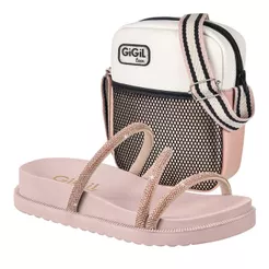 Kit Birken Papete Feminina Infantil Flatform Strass Brilho Confortável Com Bag Ombro Transversal Promoção