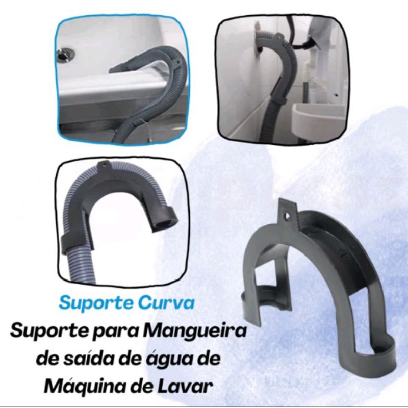 Suporte Curva da Mangueira de Saída de Drenagem. Lavadora Eletrolux, Brastemp, Cônsul, Panason e G&E