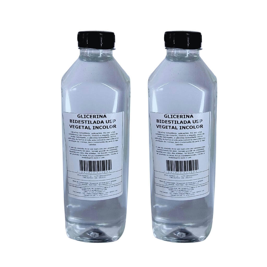 Kit 2L Glicerina Bidestilada USP Vegetal | Ultra Hidratante | Eleven Box